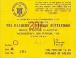 GEZOCHT : Entreekaartje 1960 Glasgow Rangers Sparta Rotterdam 16 maart Ticket