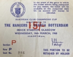 GEZOCHT : Entreekaartje 1960 Glasgow Rangers Sparta Rotterdam 16 maart Ticket